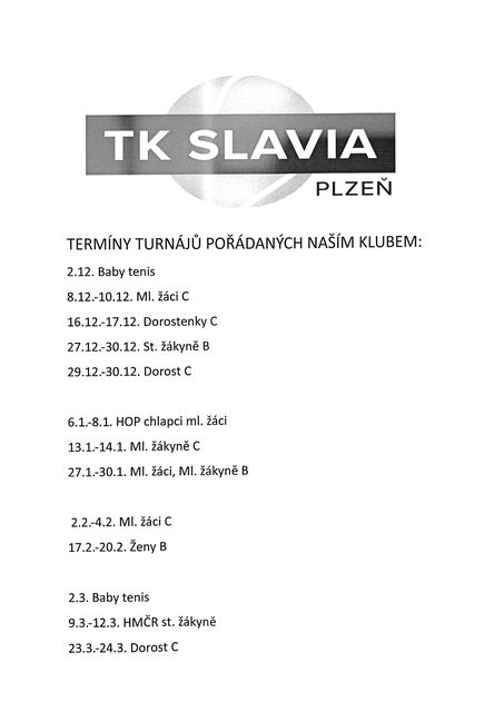 Harmonogram tenisových turnajů hala 2023/2024
