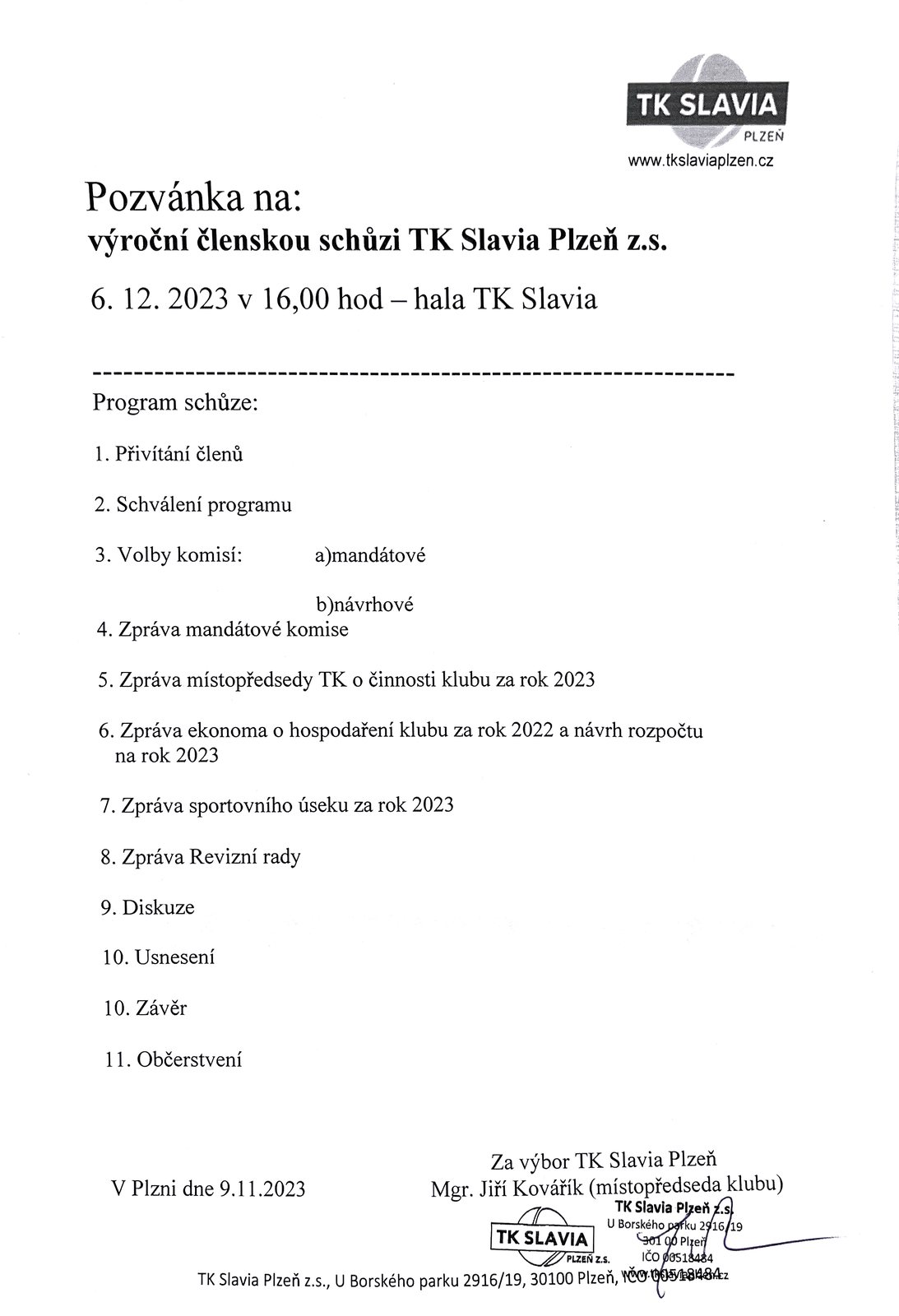 Výroční členská schůze 2023