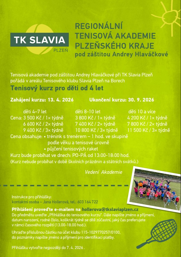 Regionální tenisová akademie Plzeňského kraje – od 4 let