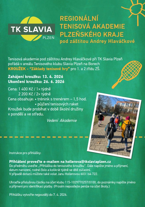 Regionální tenisová akademie Plzeňského kraje – 1. a 2. třída